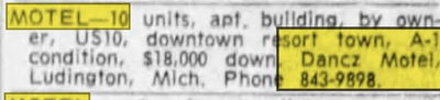 Avenue Motel (Dancz Motel) - May 08 1965 Article